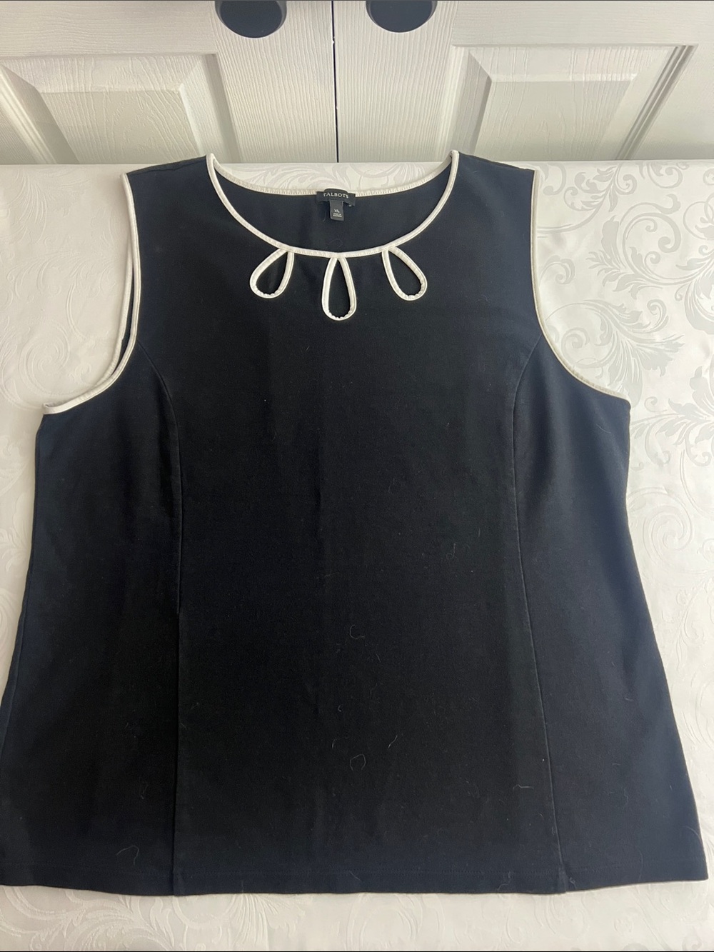 Talbots Black Sleeveless Shell with White Trim